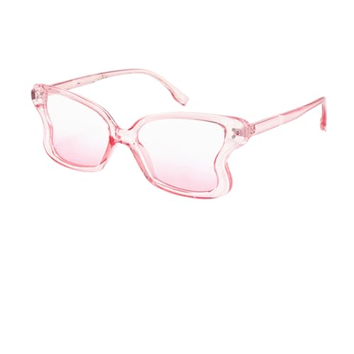 WDZAYXC Sonnenbrille mit Schmetterling Unregelmäßige Brille für Damen Mädchen(rosa) von WDZAYXC