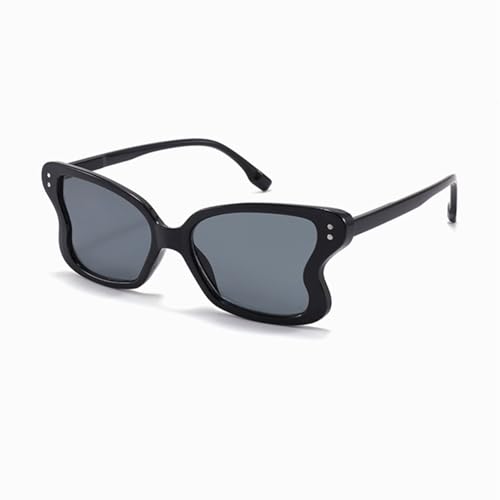 WDZAYXC Sonnenbrille mit Schmetterling Unregelmäßige Brille für Damen Mädchen(schwarz) von WDZAYXC