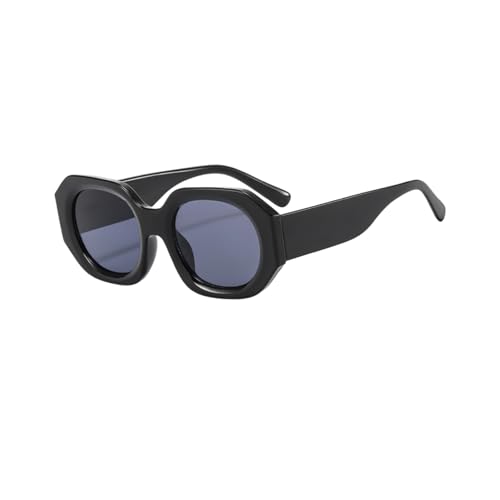 WDZAYXC Trendy Chunky Hexagon Sonnenbrille für Damen und Herren(Schwarz/Grau) von WDZAYXC