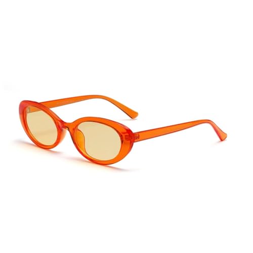 WDZAYXC Vintage Oval Sonnenbrille mit kleinem Rahmen ，Retro Sonnenbrille, Herren Damen modische Retro-Brille, UV-Schutz 400 schön Brille(Orange) von WDZAYXC