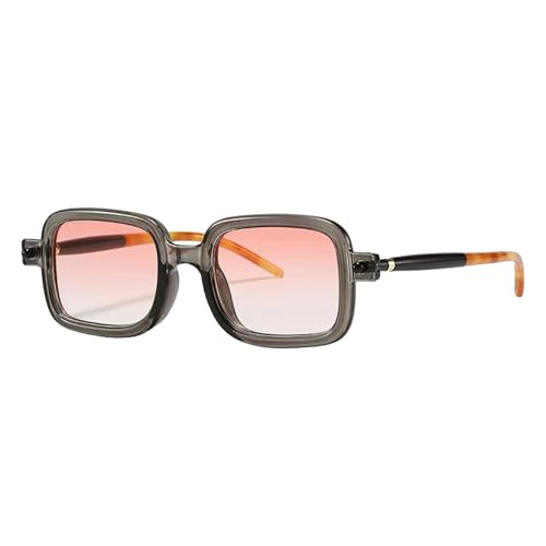 WDZAYXC Vintage Square Sonnenbrille für Damen und Herren,UV 400 Schutz(Grau/Rosa) von WDZAYXC