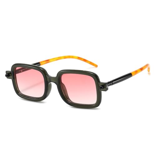 WDZAYXC Vintage Square Sonnenbrille für Damen und Herren,UV 400 Schutz (Schwarz/Rosa) von WDZAYXC