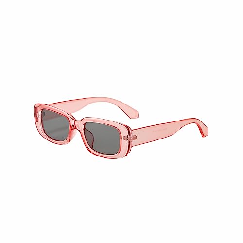 WDZAYXC Vintage rechteckige Sonnenbrille für Damen und Herren, modische Retro-Brille mit quadratischem Rahmen, Brille mit UV400-Schutz(Rosa/grau) von WDZAYXC