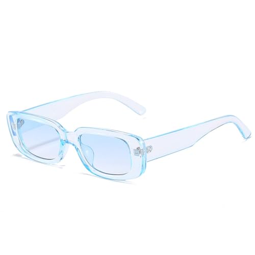 WDZAYXC Vintage rechteckige Sonnenbrille für Damen und Herren, modische Retro-Brille mit quadratischem Rahmen, Brille mit UV400-Schutz(blau) von WDZAYXC