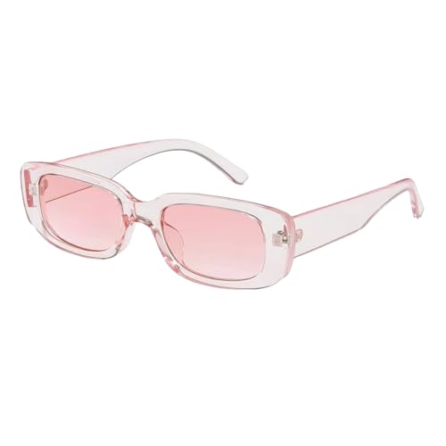 WDZAYXC Vintage rechteckige Sonnenbrille für Damen und Herren, modische Retro-Brille mit quadratischem Rahmen, Brille mit UV400-Schutz(rosa) von WDZAYXC