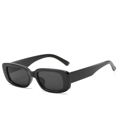 WDZAYXC Vintage rechteckige Sonnenbrille für Damen und Herren, modische Retro-Brille mit quadratischem Rahmen, Brille mit UV400-Schutz(schwarz) von WDZAYXC