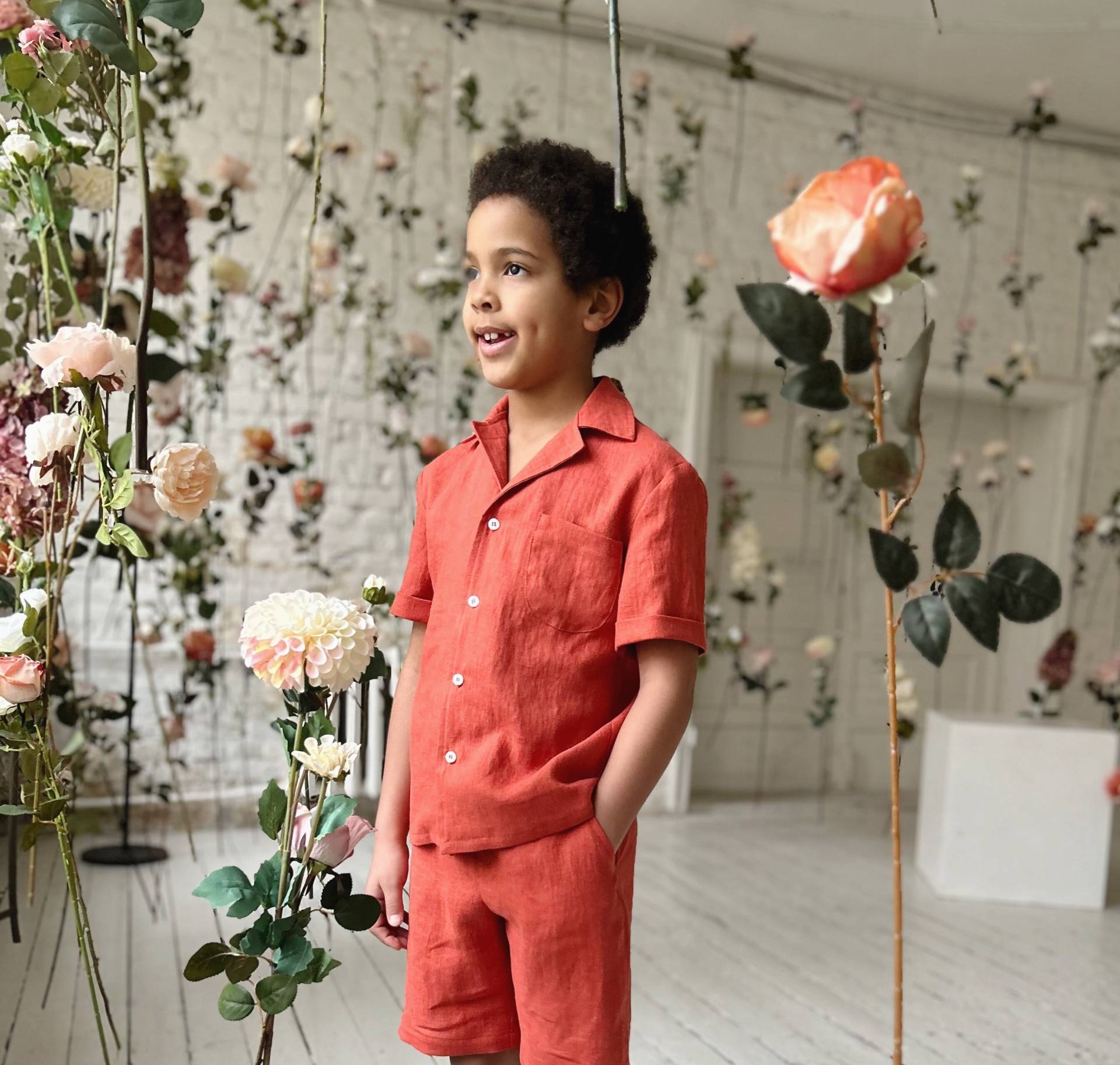 Jungen Leinenhemd Mit Kurzen Ärmeln, Kleinkind Sommer Leinenhemd, Urlaub Hemd Für Jungen, Geschenk Kinder von WDbloom