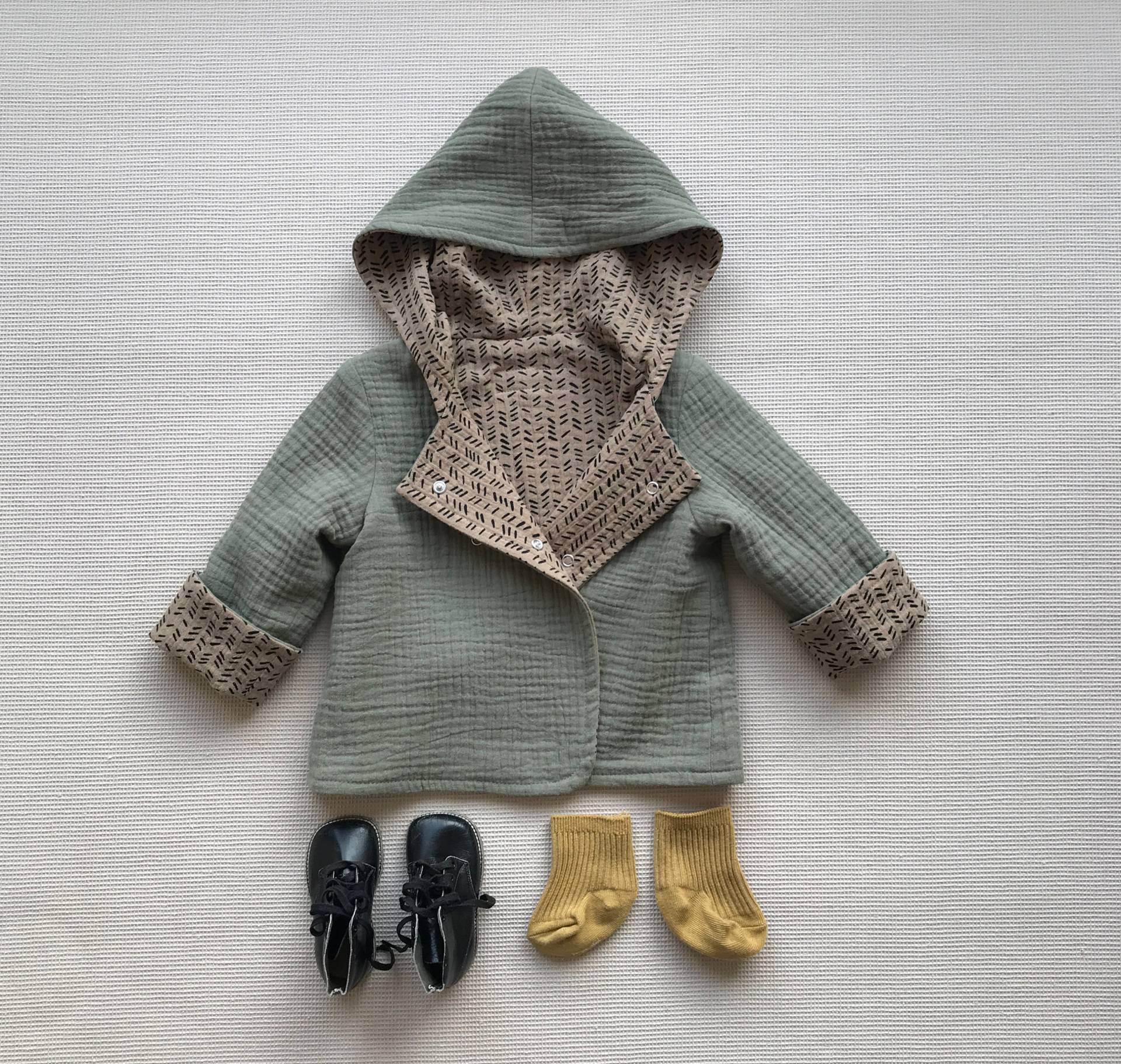 Wendbare Baby Jungen Kapuzen Strickjacke Musselin Jacke Mit Kapuze Frühling Mantel 2 Ton Neutral Geschlecht Sommer Blazer von WDbloom