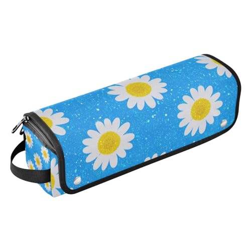 2-in-1 Lockenstab mit künstlichem Glitzer, Cartoon-Gänseblümchen, blau, Reiseetui mit abnehmbarer hitzebeständiger Matte, wasserdicht, flacher Lockenstab, Reise-Organizer für Lockenstab Glätteisen 2-in-1 Lockenstab mit künstlichem Glitzer, Cartoon-Gänseblümchen, blau, Reiseetui mit abnehmbarer hitzebeständiger Matte, wasserdicht, flacher Lockenstab, Reise-Organizer für Lockenstab Glätteisen von WDdZzyy