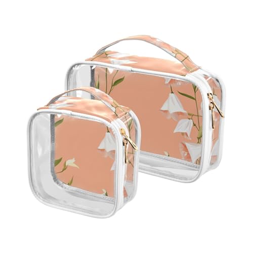 Aesthetic Herren-Kulturbeutel, Motiv: Bellflower Peach_4, transparent, TSA-genehmigt, tragbar, Reise-Make-up-Tasche, Reisezubehör, 2 Stück Aesthetic Herren-Kulturbeutel, Motiv: Bellflower Peach_4, transparent, TSA-genehmigt, tragbar, Reise-Make-up-Tasche, Reisezubehör, 2 Stück von WDdZzyy