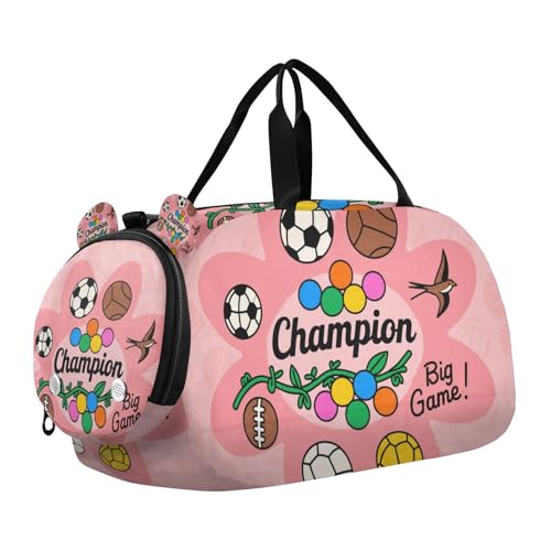 Ball Big Game Pink Floral Pattern Kids Cute Gym Bag with Shoes Compartment Large Capacity Overnight Bag for School Practice, Sports, Travel von WDdZzyy