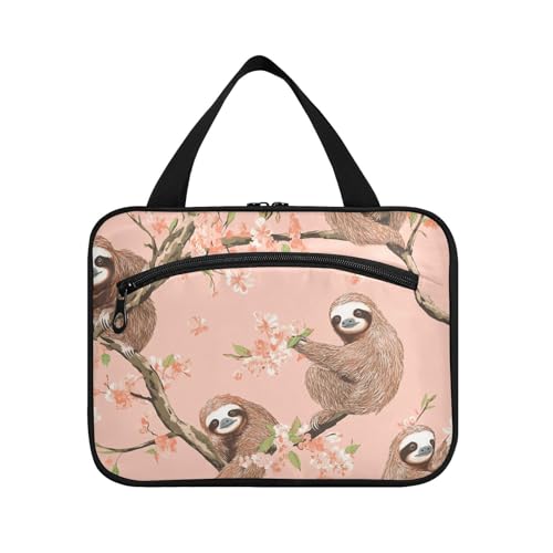 Beauty Faultier Pfirsich-Hängetasche für Damen, mit Haken, Designer-Zubehör, Kulturbeutel zum Aufhängen, für Reisen, Make-up, Hotel, Porta, Kosmetik, Mujer para cartera, L von WDdZzyy