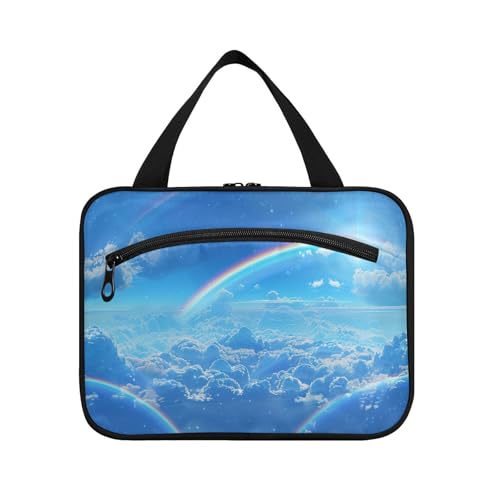 Blauer Himmel und Regenbogen hängende Reisetasche für Toilettenartikel mit Haken, Designermode Snack-Tasche für Damen, Trip estuche de maquillaje para Mujer L von WDdZzyy