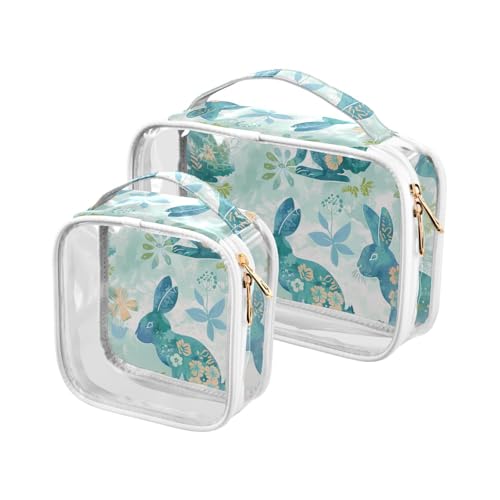 Blue Flower Bunnies Herren-Kulturbeutel, transparent, TSA-geprüft, transparent, 2 Stück Blue Flower Bunnies Herren-Kulturbeutel, transparent, TSA-geprüft, transparent, 2 Stück von WDdZzyy