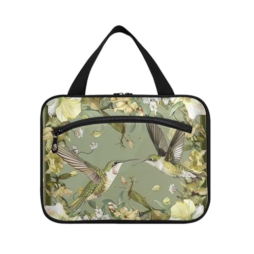 Boho Bird Floral Green Hanging Shaving Bag for Men Travel with Hook, Designer Fashion Hanging Kulturtasche for Accessories Must Haves Backpacking estuche para guardar maquillaje L von WDdZzyy
