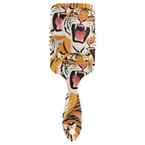 Bunte Cartoon-Tiger-Haarbürsten für schwarze Frauen, Kopfhautmassage für alle Haartypen mit ergonomischem Griff, Cepillo para cabello rizado von WDdZzyy