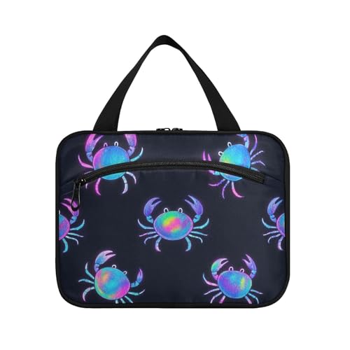 Bunte fluoreszierende Neon-Krebse, hängende Reisetasche zum Aufhängen mit Haken, Designer-Kulturbeutel für Damen, Muss für Fitnessstudio, Bolso para maquillaje de Mujer L von WDdZzyy