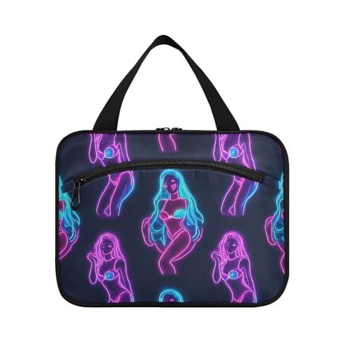 Bunte fluoreszierende neonfarbene Hängetaschen für Frauen mit Haken, faltbare Designer-Make-up-Tasche für Damen, Bolso Viajero para Mujer L von WDdZzyy