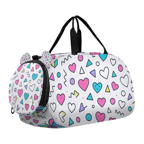 Cartoon Geometrische Formen Kinder Niedlich Turnbeutel mit Schuhfach Multifunktionale Wochenend-Reisetasche für Reisen, Sport, Duffel, Weekender von WDdZzyy
