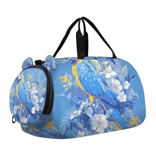 Cartoon Hyazinthe Macaw Kleiner Turnbeutel mit Schuhfach Multifunktionale Wochenend-Tanztasche für Jungen und Mädchen von WDdZzyy
