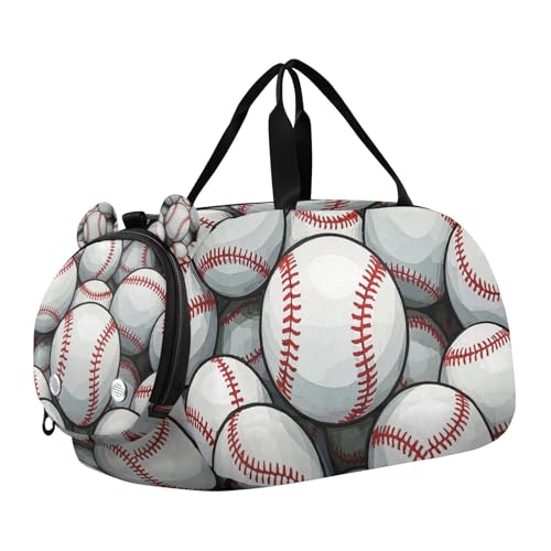 Cartoon Sport Baseball Kinder Seesack mit Schuhfach Leichte Wochenende Übernachtung Handgepäcktasche für Reisen, Schwimmen, Tanzen, Ballett von WDdZzyy