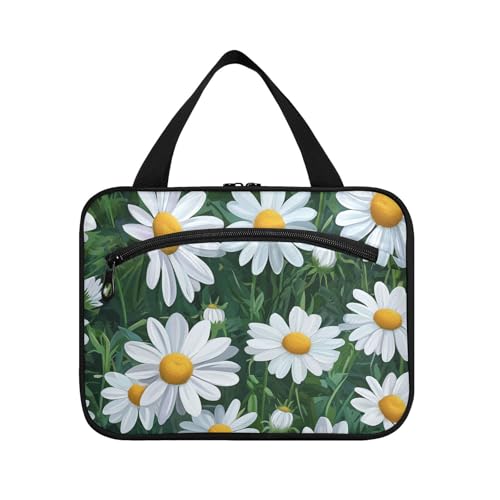 Denmark Oxeye Kulturbeutel mit Gänseblümchen, zum Aufhängen, Kulturbeutel mit Haken, niedliches Designer-Kultur-Set für Toilettenartikel für Frauen, Reisen, Reiseporta, Kosmetik, Mujer para cartera, L von WDdZzyy