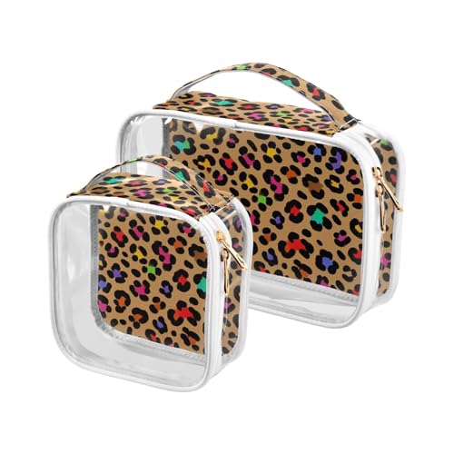 Fashion Color Leopard Brown 2 Pack transparente Kulturbeutel für TSA-zugelassene transparente Make-up-Tasche Herren Rasierset Fashion Color Leopard Brown 2 Pack transparente Kulturbeutel für TSA-zugelassene transparente Make-up-Tasche Herren Rasierset von WDdZzyy