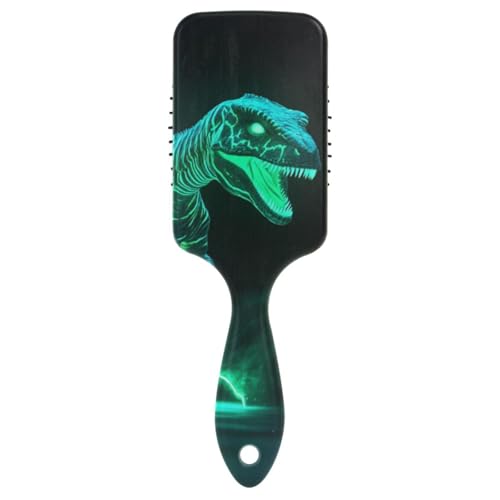 Grüne Dinosaurier-Haarbürste für Damen, Kopfhautmassagegerät für dünnes Haar mit ergonomischem Griff, Cepillo para pelo rizado von WDdZzyy