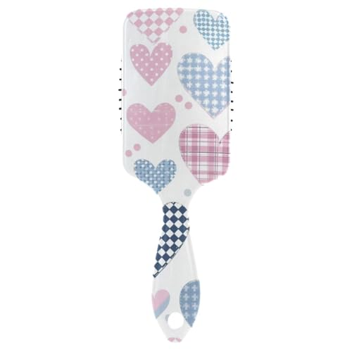 Haarbürste mit Patchwork-Herzen, Pastellfarben, für Damen, Nass- und Trockenbürste für Haarausfall, mit ergonomischem Griff, für Cepillo para pelo rizado von WDdZzyy