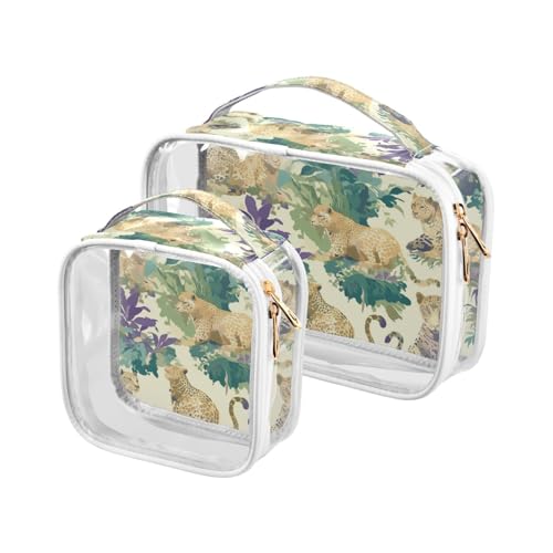 Jungle Leopard Kulturbeutel, transparent, zum Aufhängen, TSA-zugelassen, tragbar, klein, Kosmetiktasche, Herren, Rasierset, 2 Stück von WDdZzyy