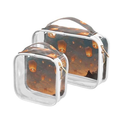Kongming Lights Night Sky Herren-Kulturbeutel, transparent, TSA-geprüft, wasserabweisend, Kosmetiktasche, Reise, Rasierset, 2 Stück Kongming Lights Night Sky Herren-Kulturbeutel, transparent, TSA-geprüft, wasserabweisend, Kosmetiktasche, Reise, Rasierset, 2 Stück von WDdZzyy