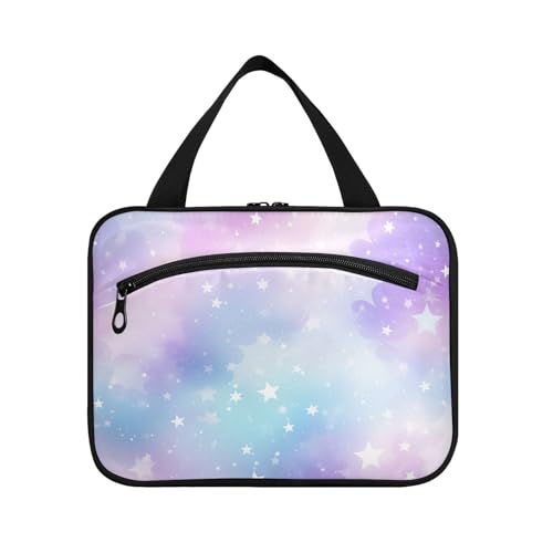 Kosmetiktasche für Damen, Motiv: Galaxie, Regenbogenfarben, Sterne, Sterne, zum Aufhängen, mit Haken, Designer-Reisetasche, Kulturbeutel für Reisende, Reisen, Bolsas de Maquillaje para Mujer L von WDdZzyy