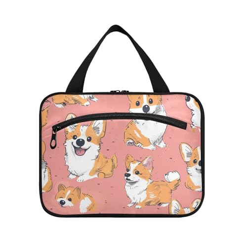 Kosmetiktasche mit niedlichem Tier, niedliches Kritzelei-Kunst, zum Aufhängen, große Kosmetiktasche für Damen, mit Haken, Designer-Tasche für Reisezubehör, Reisezubehör, Größe L von WDdZzyy