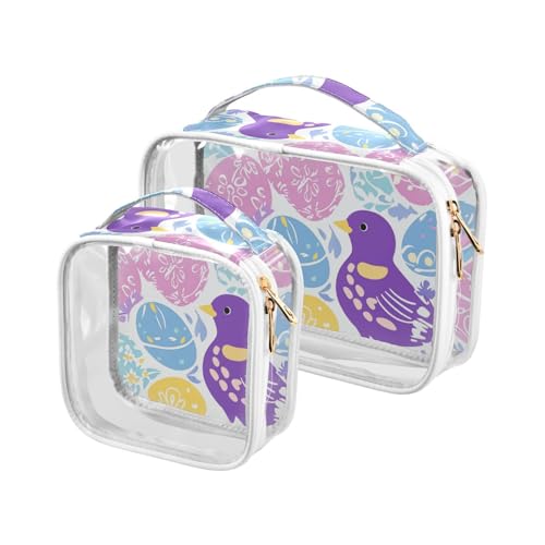 Kulturbeutel, Motiv: Osterei, 2 Stück, transparent, TSA-genehmigt, wasserabweisend, kleine Make-up-Tasche, Rasierset für Herren Kulturbeutel, Motiv: Osterei, 2 Stück, transparent, TSA-genehmigt, wasserabweisend, kleine Make-up-Tasche, Rasierset für Herren von WDdZzyy