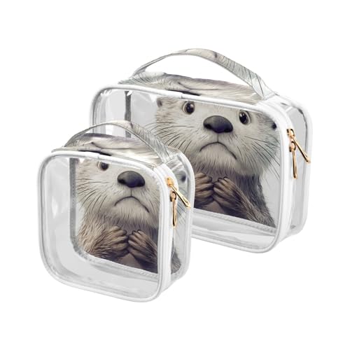 Kulturbeutel für Herren, Cartoon-Motiv, lustig, Grau, 2 Stück, transparent, TSA-geprüft, multifunktional, Make-up-Tasche, Organizer, Rasierutensilien Kulturbeutel für Herren, Cartoon-Motiv, lustig, Grau, 2 Stück, transparent, TSA-geprüft, multifunktional, Make-up-Tasche, Organizer, Rasierutensilien von WDdZzyy