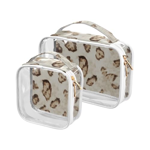 Kulturbeutel für Herren, Leopardenmuster, Tierfell, transparent, TSA-geprüft, wasserabweisend, Kosmetiktasche, Reiseflughafen, Fluggesellschaftskonform, Braun, 2 Stück Kulturbeutel für Herren, Leopardenmuster, Tierfell, transparent, TSA-geprüft, wasserabweisend, Kosmetiktasche, Reiseflughafen, Fluggesellschaftskonform, Braun, 2 Stück von WDdZzyy
