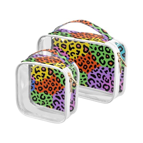 Kulturbeutel für Herren, Leopardenmuster, transparent, TSA-geprüft, transparent, für Reisen, Rasierset, 2 Stück von WDdZzyy