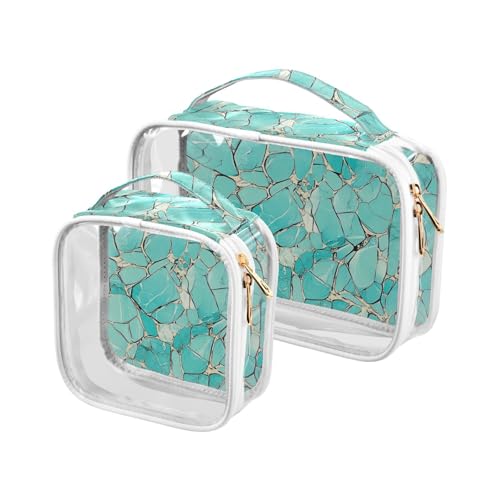 Kulturbeutel für Herren, mit unregelmäßigem gebrochenem Marmor, transparent, zum Aufhängen, TSA-genehmigt, tragbar, Make-up-Pinseltasche, 2 Stück von WDdZzyy