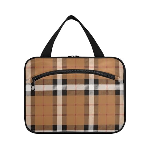 Kulturbeutel zum Aufhängen, groß, mit Haken, niedliches Designer-Kulturset für Damen, ideal für Rucksackreisen, Schwarz / Weiß / Braun von WDdZzyy