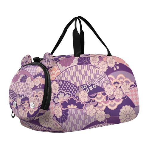 Lila japanische Zephyr Cherry Blossoms Duffel Turnbeutel mit Schuhfach Multifunktionale Sporttasche für Jungen und Mädchen von WDdZzyy
