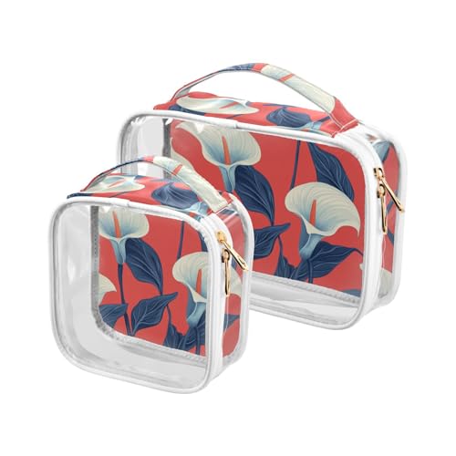 Lily Calla Kulturbeutel mit roten Blumen, 2 Stück, transparent, TSA-geprüft, multifunktionale Reise-Kosmetiktasche, Rasierset für Herren Lily Calla Kulturbeutel mit roten Blumen, 2 Stück, transparent, TSA-geprüft, multifunktionale Reise-Kosmetiktasche, Rasierset für Herren von WDdZzyy