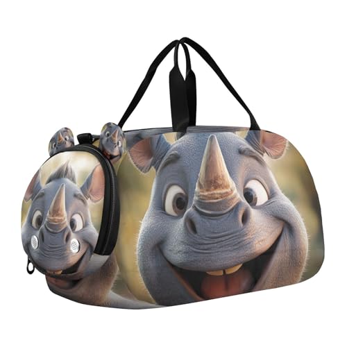 Lustiges Nashorn-Design für Mädchen, mit Schuhfach, leicht, für Strand, Schwimmbad, Sport von WDdZzyy