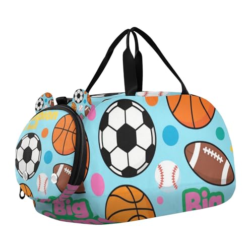 Magic Ball Game Fußball Korb Ball Blau Druck Kinder Niedlich Turnbeutel mit Schuhfach Multifunktionale Sporttasche für Schule Praxis Sport Reisen von WDdZzyy