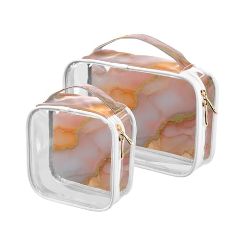 Marble Peach Blush 2 Pack Clear Hanging Travel Toiletry TSA Approved Multifunctional Bags for Women Men Shaving Kit von WDdZzyy