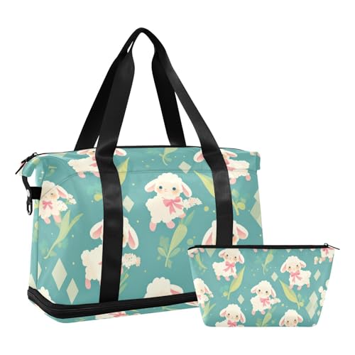 Simple Spring Sheep Cute Retro Overnight Weekender Bag with Wet Pocket Adjustable Strap Gym Sports Duffel Bags for Workout Multifunctional for Men Women Simple Spring Sheep Cute Retro Overnight Weekender Bag with Wet Pocket Adjustable Strap Gym Sports Duffel Bags for Workout Multifunctional for Men Women von WDdZzyy