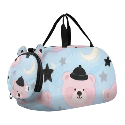 Sporttasche für Kinder, niedlicher Cartoon-Bär, mit Schuhfach, leicht, für Reisen, Schwimmen, Tanzen, Ballett von WDdZzyy