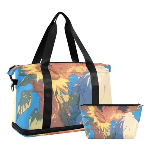 Süße Cartoon-Reisetasche für Jungen, Wochenendtasche mit Nasstasche, verstellbarer Riemen, Sporttasche, Turnbeutel für Fitnessstudio, wasserdicht, für Männer und Frauen von WDdZzyy