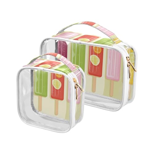 Summer Popsicle Fresh Kulturbeutel, transparent, zum Aufhängen, TSA-geprüft, wasserdicht, kleine Kosmetiktasche, Herren, Rasierset, 2 Stück von WDdZzyy