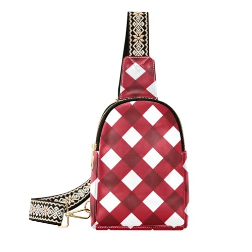 Trendige, rot-weiße karierte Gürteltasche, Mehrzweck-Tasche für Damen, Umhängetasche für Reisen, Rotes, reinweißes Karomuster, 1 size Trendige, rot-weiße karierte Gürteltasche, Mehrzweck-Tasche für Damen, Umhängetasche für Reisen, Rotes, reinweißes Karomuster, 1 size von WDdZzyy