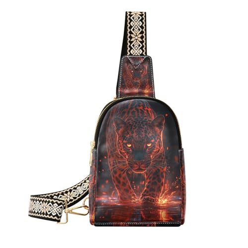 Trendige, schöne kleine Schultertasche mit Feuerleopard, leichte Körpertasche für Damen für Reisen, Schöner Feuerleopard, 1 size Trendige, schöne kleine Schultertasche mit Feuerleopard, leichte Körpertasche für Damen für Reisen, Schöner Feuerleopard, 1 size von WDdZzyy